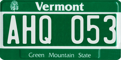 VT license plate AHQ053