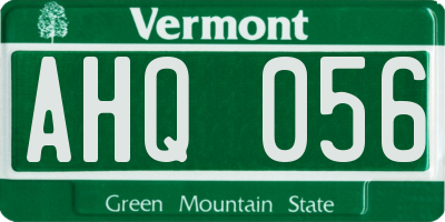 VT license plate AHQ056