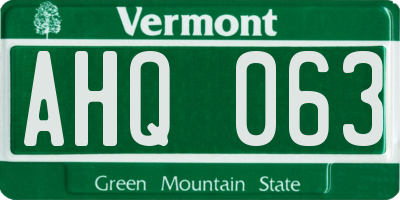 VT license plate AHQ063