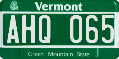 VT license plate AHQ065