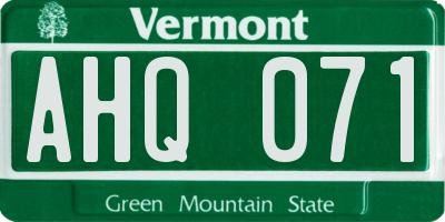 VT license plate AHQ071