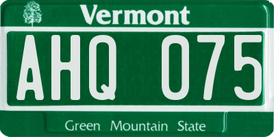 VT license plate AHQ075