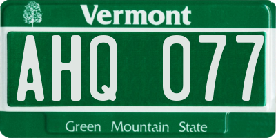 VT license plate AHQ077