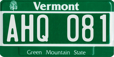 VT license plate AHQ081
