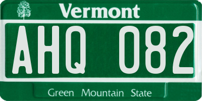 VT license plate AHQ082
