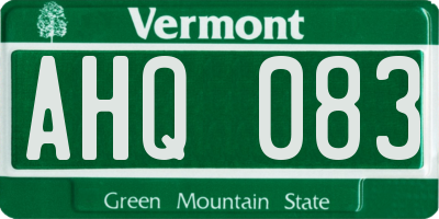VT license plate AHQ083