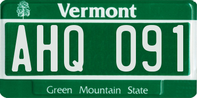 VT license plate AHQ091