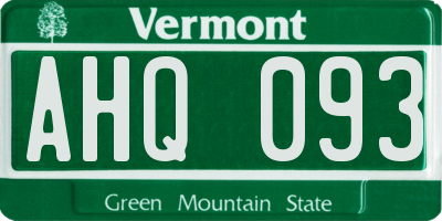 VT license plate AHQ093