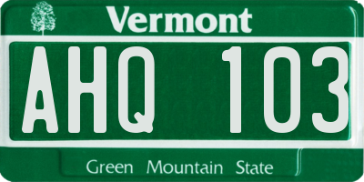 VT license plate AHQ103
