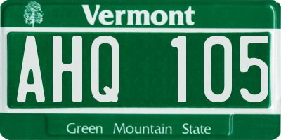 VT license plate AHQ105