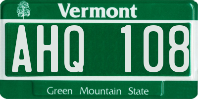 VT license plate AHQ108