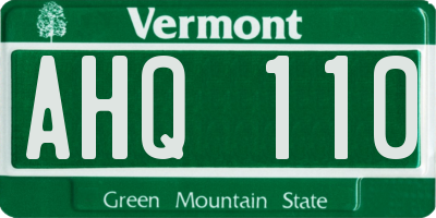 VT license plate AHQ110