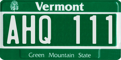 VT license plate AHQ111
