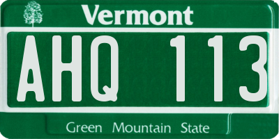 VT license plate AHQ113