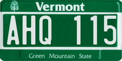 VT license plate AHQ115