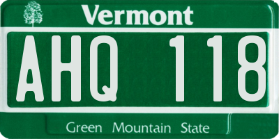 VT license plate AHQ118