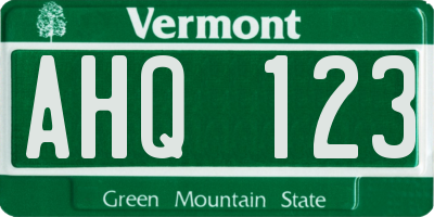 VT license plate AHQ123