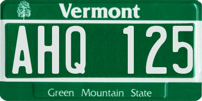 VT license plate AHQ125