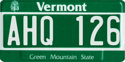 VT license plate AHQ126