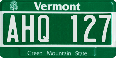 VT license plate AHQ127