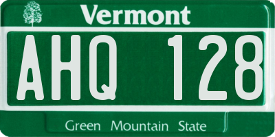 VT license plate AHQ128