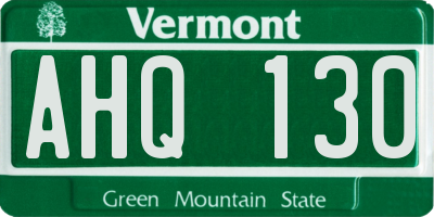 VT license plate AHQ130