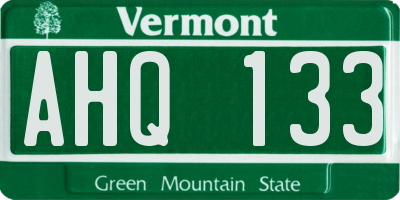 VT license plate AHQ133