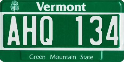VT license plate AHQ134