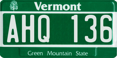 VT license plate AHQ136
