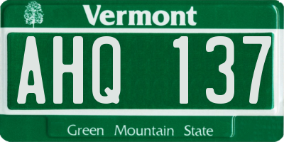 VT license plate AHQ137