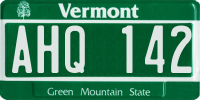 VT license plate AHQ142