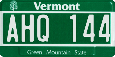 VT license plate AHQ144