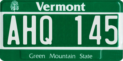 VT license plate AHQ145