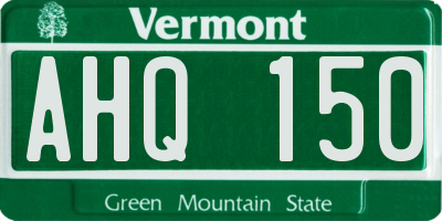VT license plate AHQ150