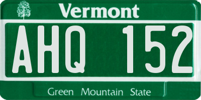 VT license plate AHQ152