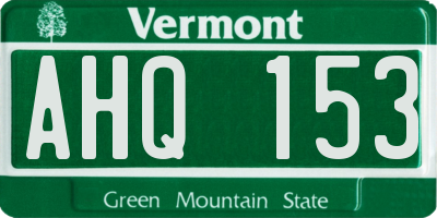 VT license plate AHQ153