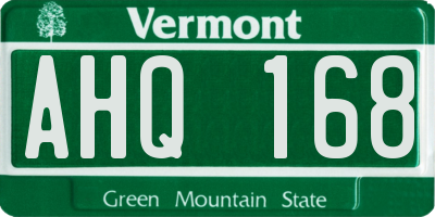 VT license plate AHQ168