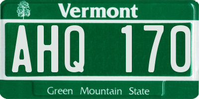 VT license plate AHQ170