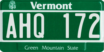 VT license plate AHQ172