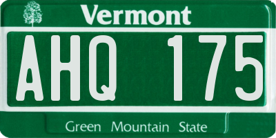 VT license plate AHQ175