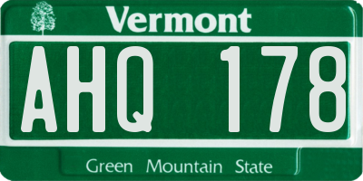 VT license plate AHQ178