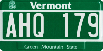 VT license plate AHQ179