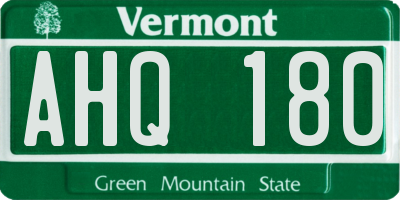 VT license plate AHQ180