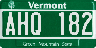 VT license plate AHQ182