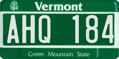 VT license plate AHQ184
