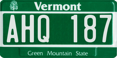 VT license plate AHQ187