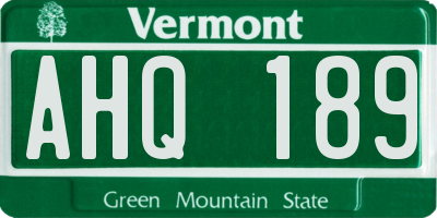 VT license plate AHQ189