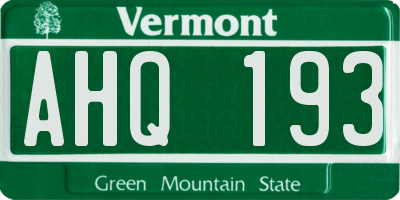 VT license plate AHQ193
