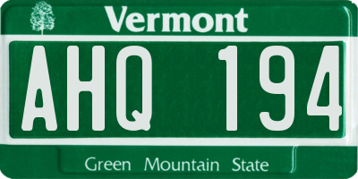 VT license plate AHQ194