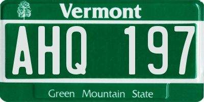 VT license plate AHQ197